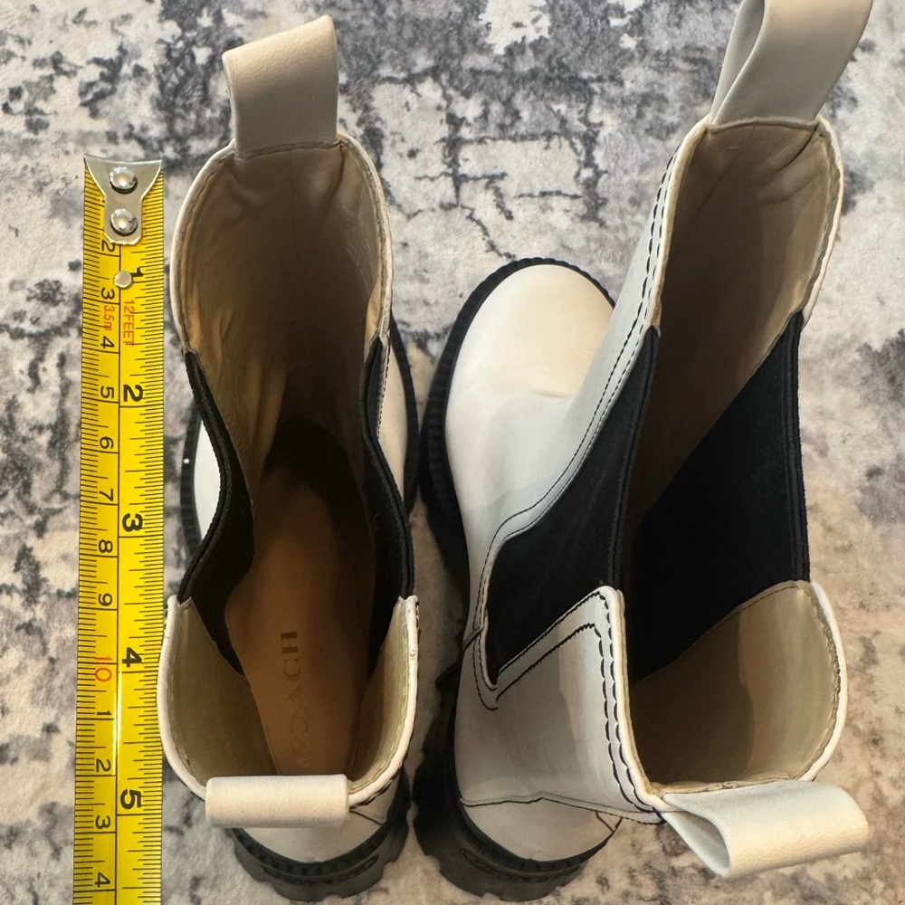 Coach Alexa Chelsea Boots White Leather Streetwear Chunky Heel Sz 8 - Picture 9 of 12